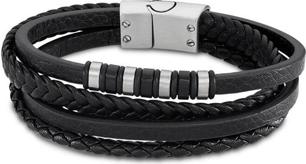 Lotus Style Lederarmband schwarz LS2101-2/1 mehrreihig Herren Armband