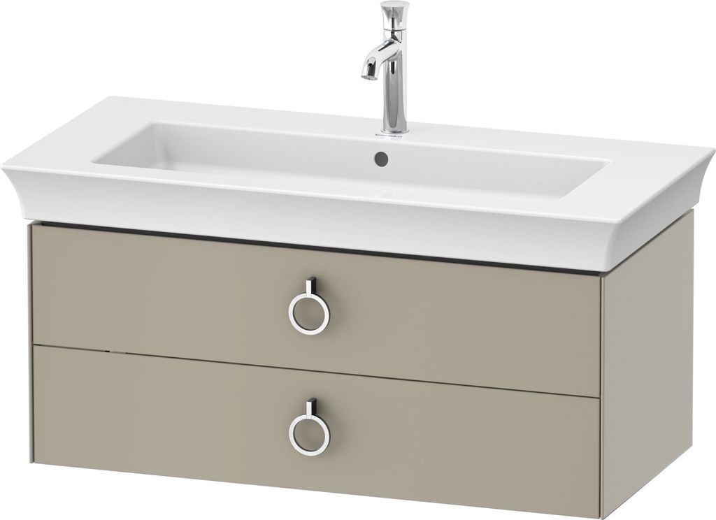 Duravit White Tulip, Waschtischunterbau wandhängend, Breite 984 x Tiefe 458mm, mit 2 Schubkästen, mit Griff, WT435206060