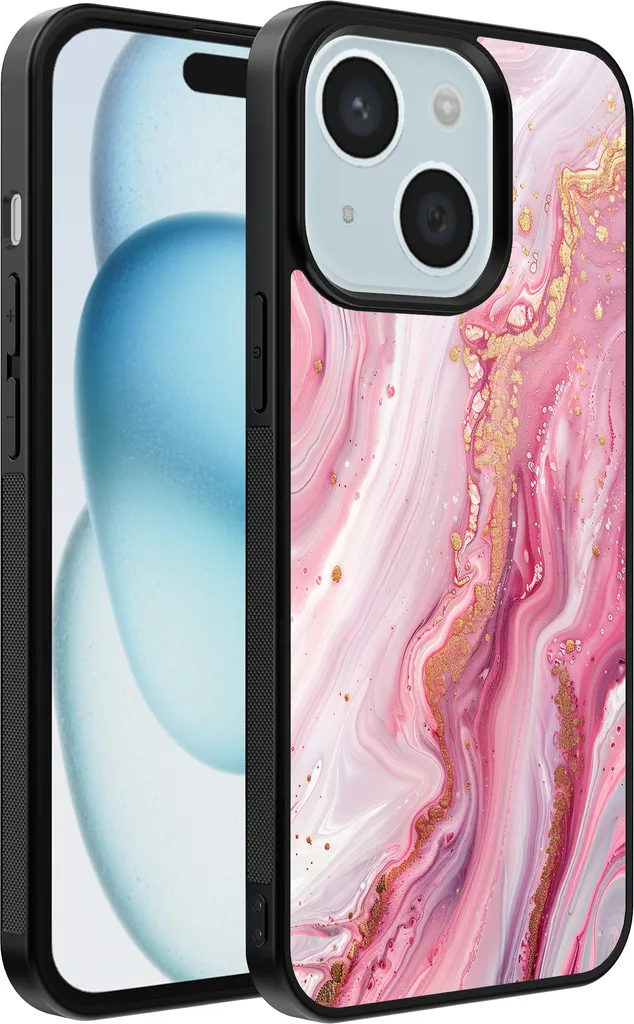 Cover iPhone 15 Marmo Rosa - Custodia TPU Design Elegante e Antiurto
