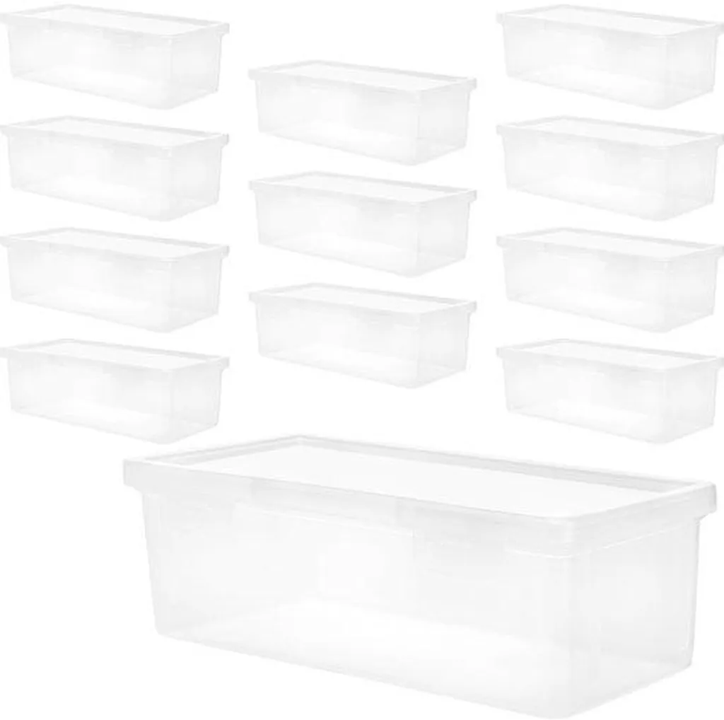 Trousse transparente empilable 19 cm en plastique robuste - Lot de 12