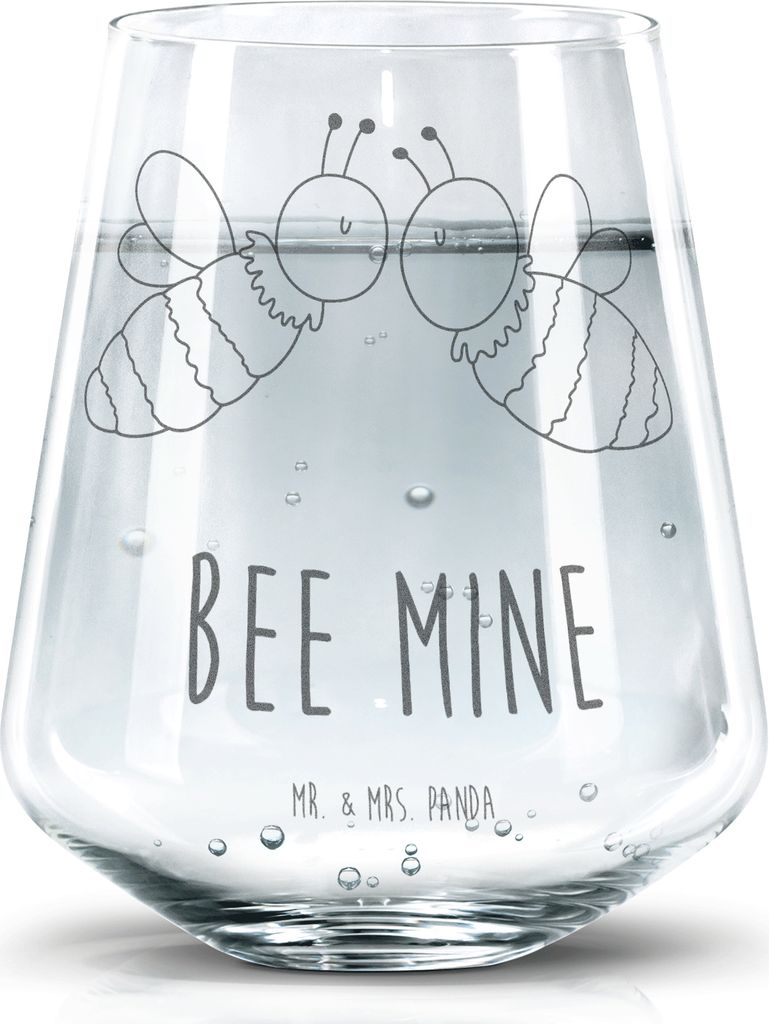 Mr. & Mrs. Panda Glas Biene Liebe - Transparent - Geschenk, Tumbler, Trinkglas, Becherglas, Trinkgefäß, Wasserglas