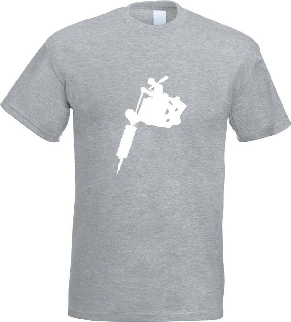 Kiwistar - T-Shirt - Graumeliert - Tätowiermaschine Motiv Bedruckt Funshirt Design Print - mit Motiv Bedruckt - Funshirt Design - Sport - Freizeit...