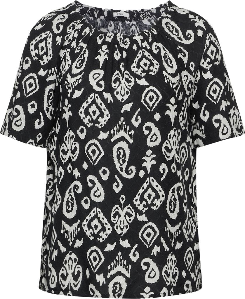 TOS Printed Dobby Carmen Blous 30001 Black Größe S