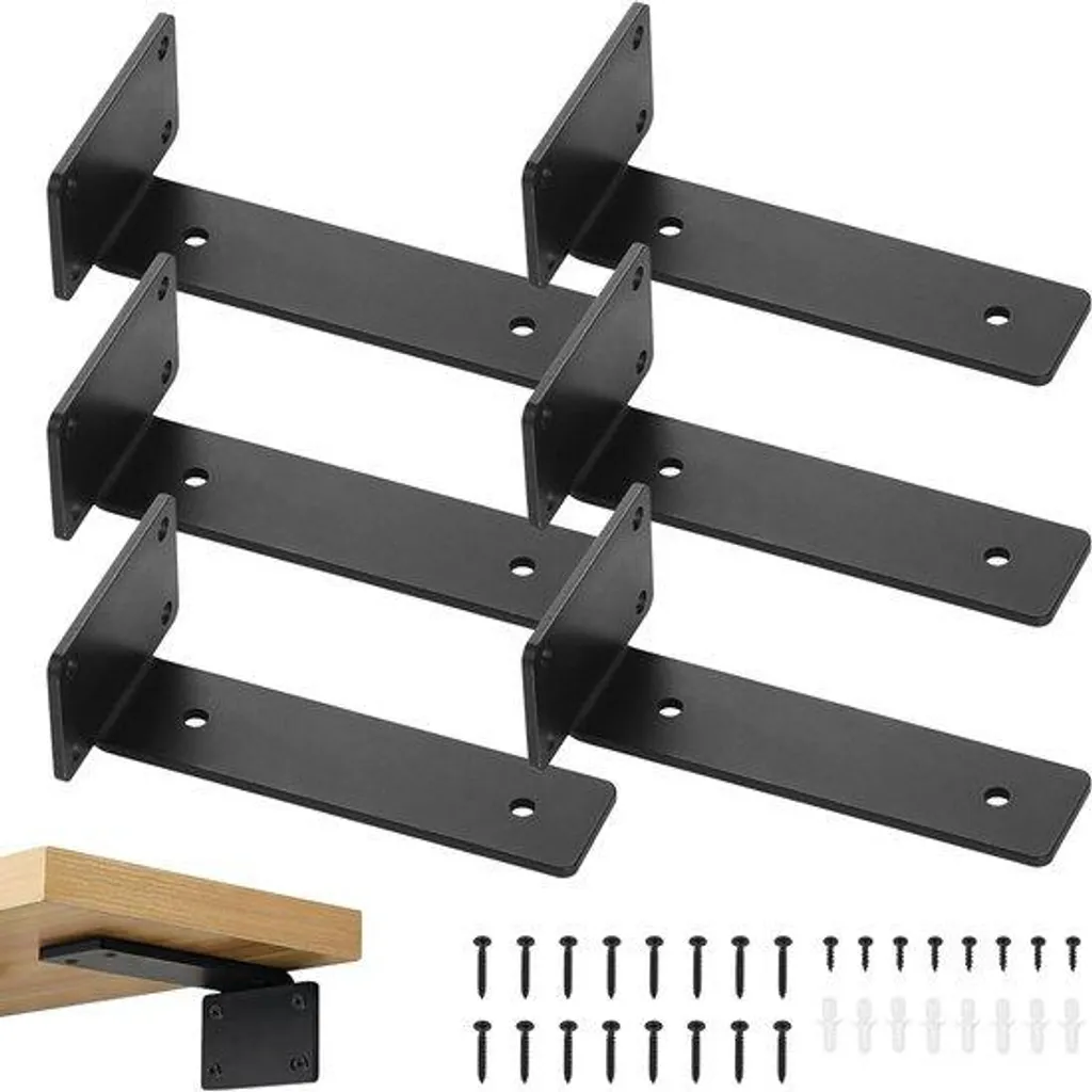 Supports muraux noirs haute résistance pour planches lourdes x6