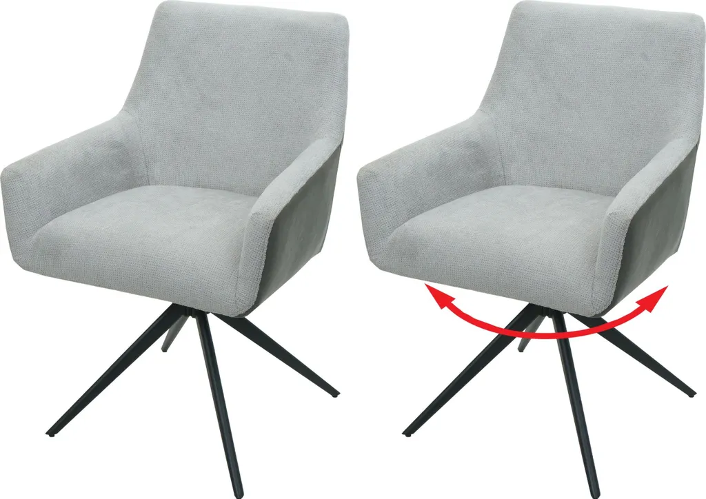 Lot de 2 chaises HWC-L91 pivotantes auto-position tissu et similicuir