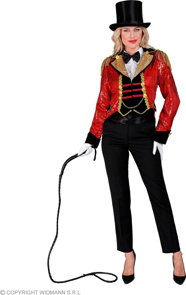 Zirkusdirektor/Tierbändiger Frack Pailletten Dame Rot M