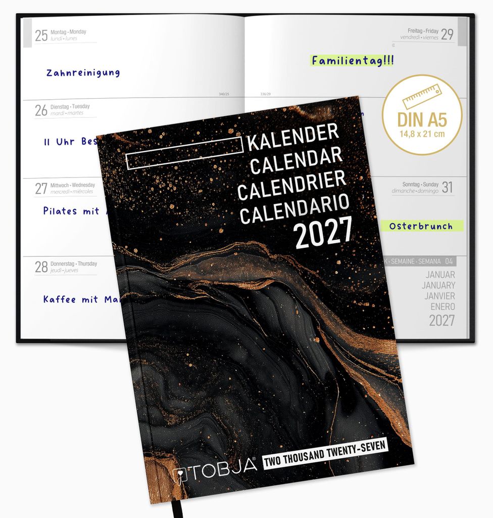 PlanWise Marbel Buchkalender 2027 A5 Flex-Hardcover - 1 Produktbild 