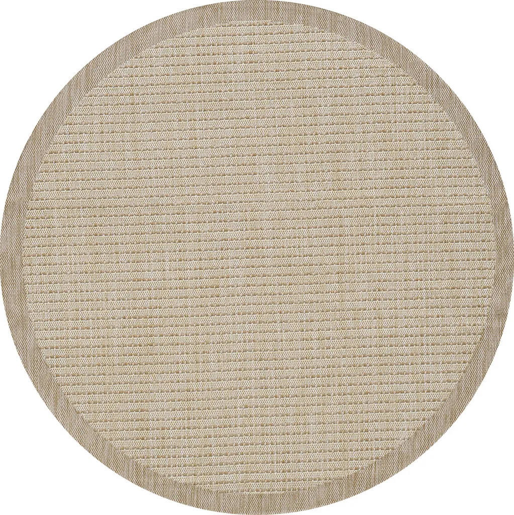 Tapis Salon et Extérieur Rond 160 cm - Solution Sol Beige Multizone