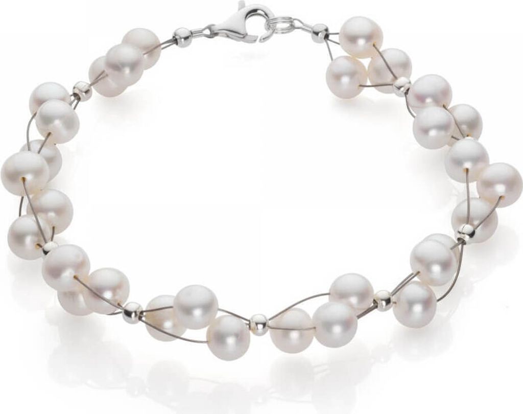Armband aus Süßwasser Perlen Zuchtperlen creme-weiß Armschmuck Damen Hochzeit