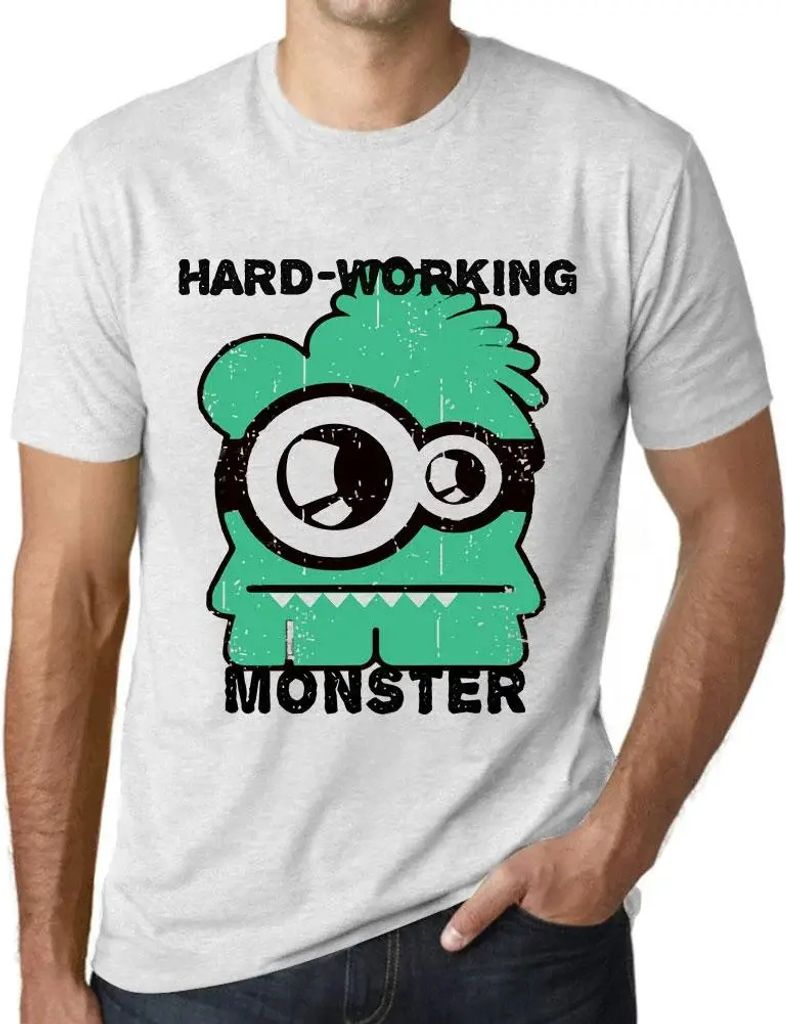 Herren Grafik T-Shirt Fleißiges Ungeheuer – Hard-Working Monster – Öko-Verantwortlich Vintage Jahrgang Kurzarm Lustige Druck Geburtstag Gesch...