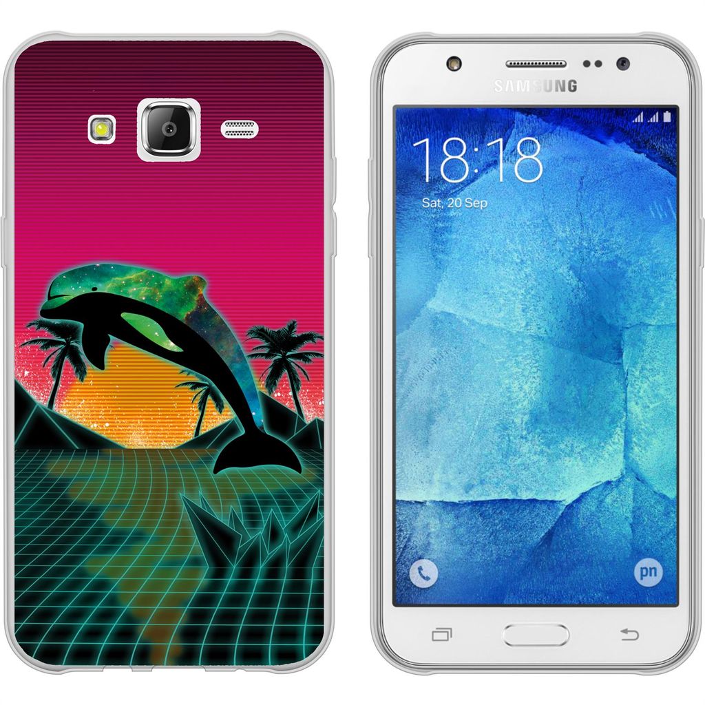 PhoneNatic Case kompatibel mit Samsung Galaxy J5 (2016) J510 Silikon-Hülle Retro Wave Delphin M1