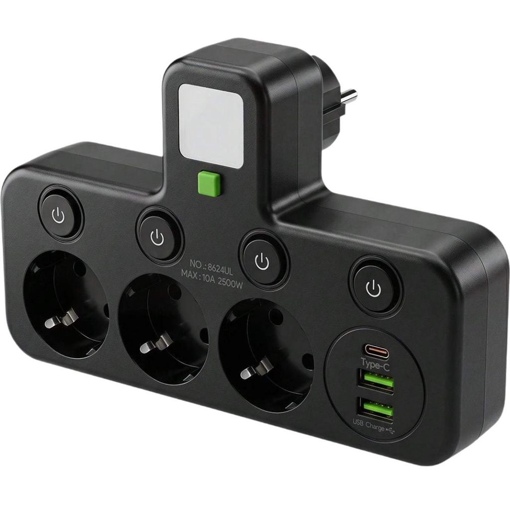 Steckdosenleiste mit 3 Fach Steckdosen mit 2 USB & 1 USB-C Produktbild 