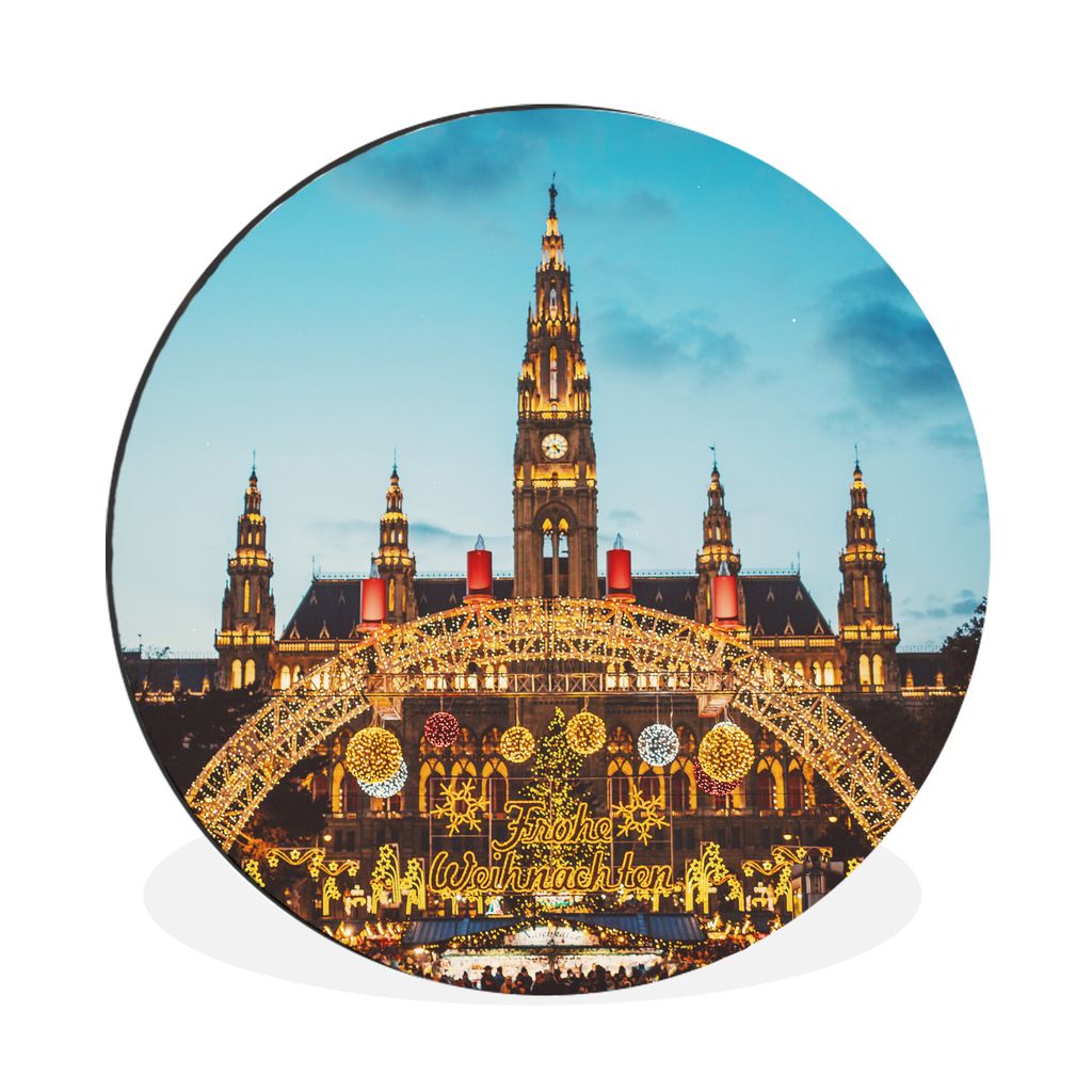 MuchoWow Aluminium Wandkreis Weihnachten - Wien - Österreich Ø 90 cm Wanddeko Modern Wohnzimmer - Mauerkreis - Wandbilder - Runde Bild - Bild a...