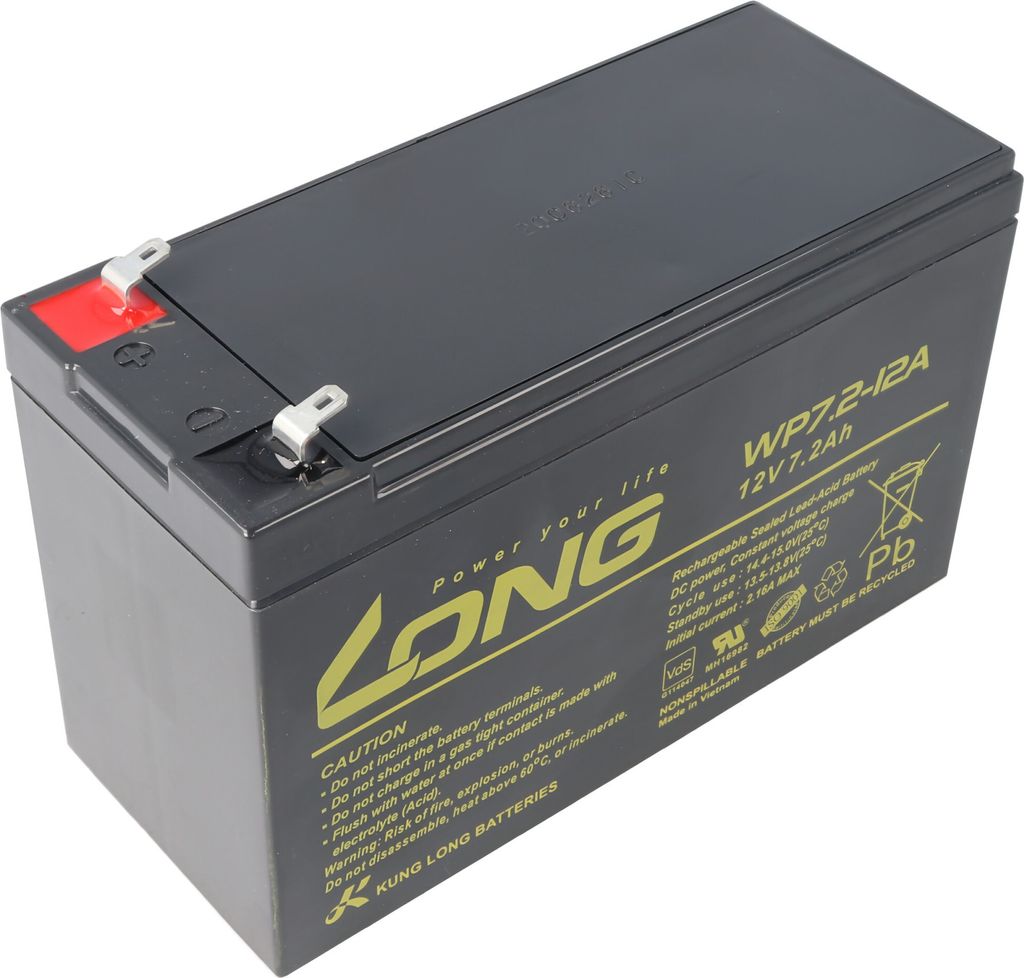 4.8mm Kung Long WP7.2-12A 12Volt 7,2Ah Faston 4,8mm Steckkontakte VdS G114047