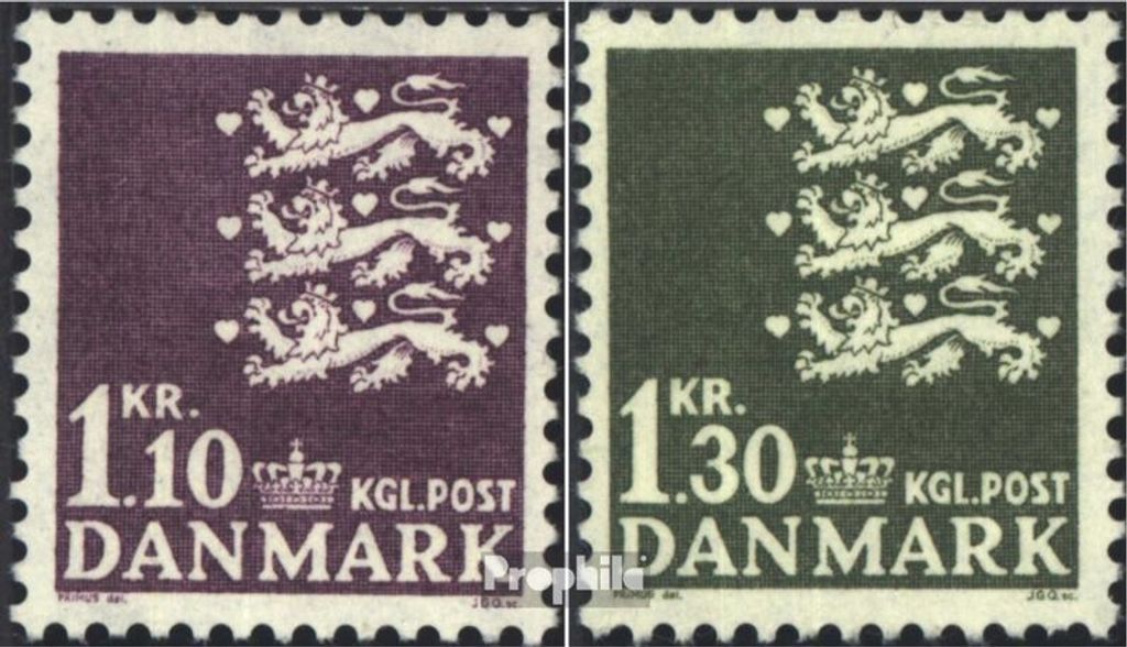 Briefmarken Dänemark 1965 Mi 433-434 (kompl.Ausg.) postfrisch kl. Reichswappen