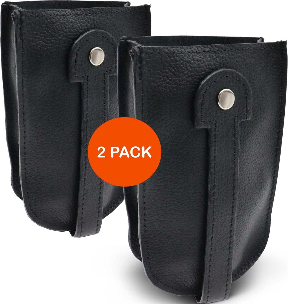 Schlüsselmäppchen XL - Schlüsselmäppchen XL - Schlüsselmäppchen - Echtes Leder - Schlüsselmappe – 2 Stück Schwarz