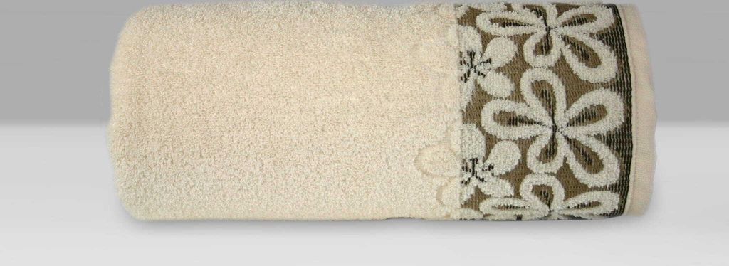 Handtuch, flauschiges Baumwollhandtuch, Blumen, Bella 50x90cm Cremig