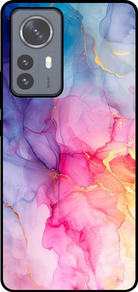 Smartphonica Telefon Fall geeignet für Xiaomi 12 Pro mit Marmor Druck - TPU zurück Abdeckung Fall Marmor Design - Regenbogen