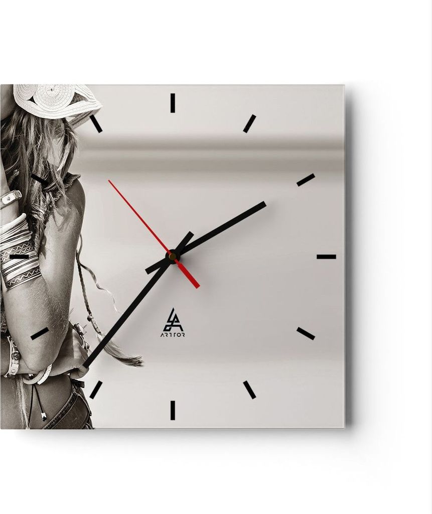 Wanduhr - Quadrat - Glasuhr - Frau Armband Jahrgang - 30x30cm - Schleichendes Uhrwerk - Lautlos - zum Aufhängen bereit - Dekoration Modern - Wandd...