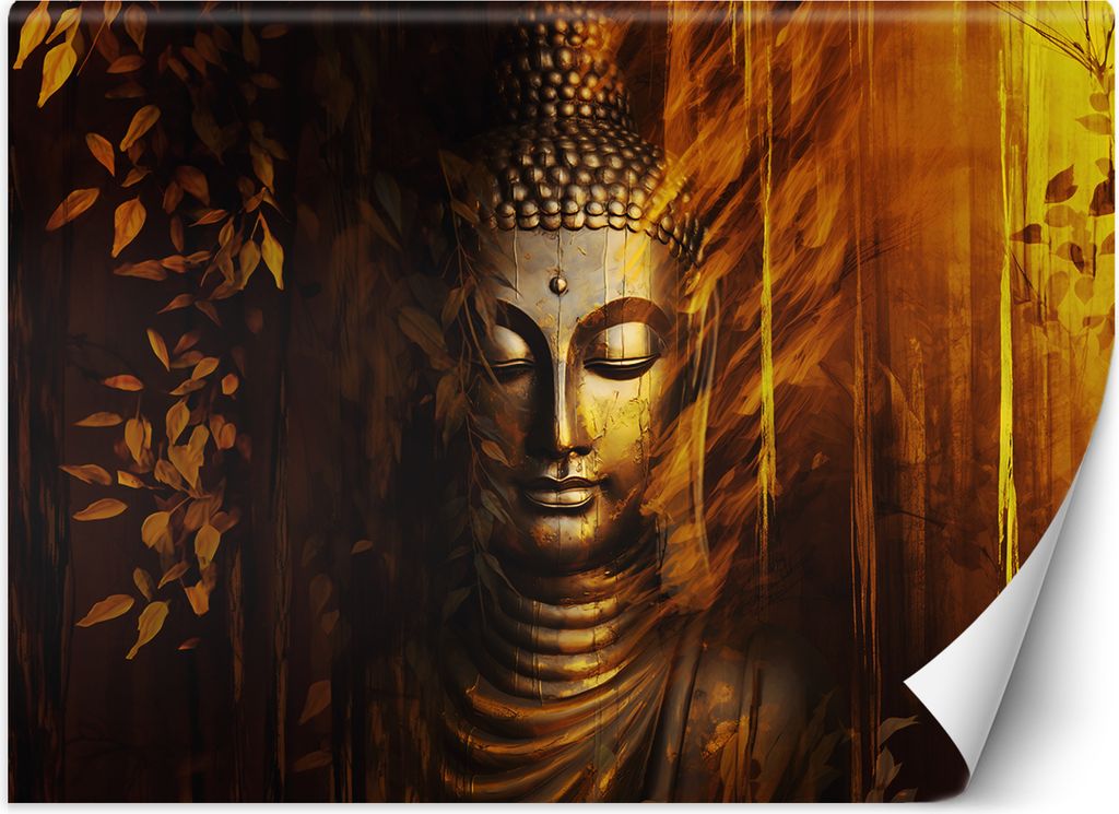 Vlies fototapete Goldener Buddha 200x140 cm Feeby Orange inkl. Kleber einfache Montage
