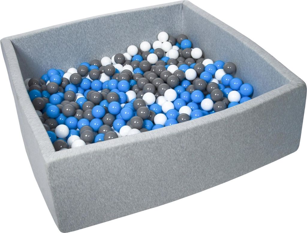 Bällebad für Kinder, 20x120 cm, Spielplatz + 600 Bälle weiß, blau, grau