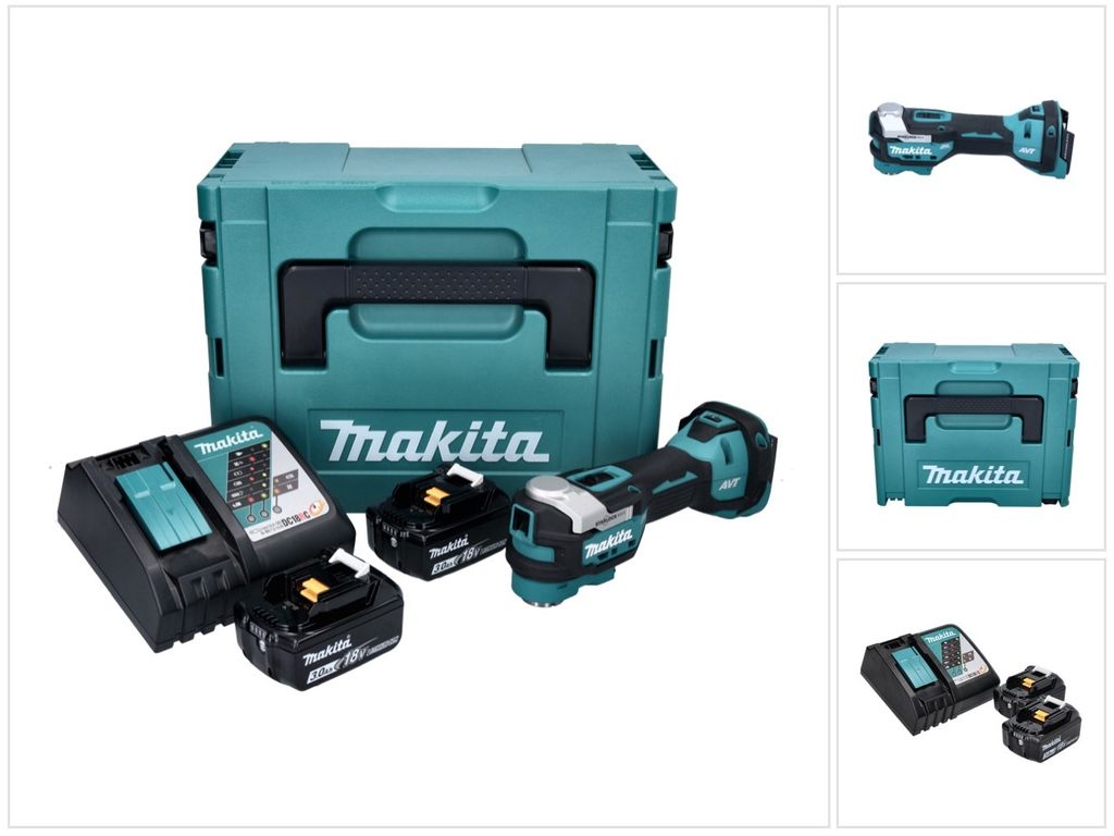 Makita DTM 52 RFJ Akku Multifunktionswerkzeug 18 V Starlock Max Brushless + 2x Akku 3,0 Ah + Ladegerät + Makpac