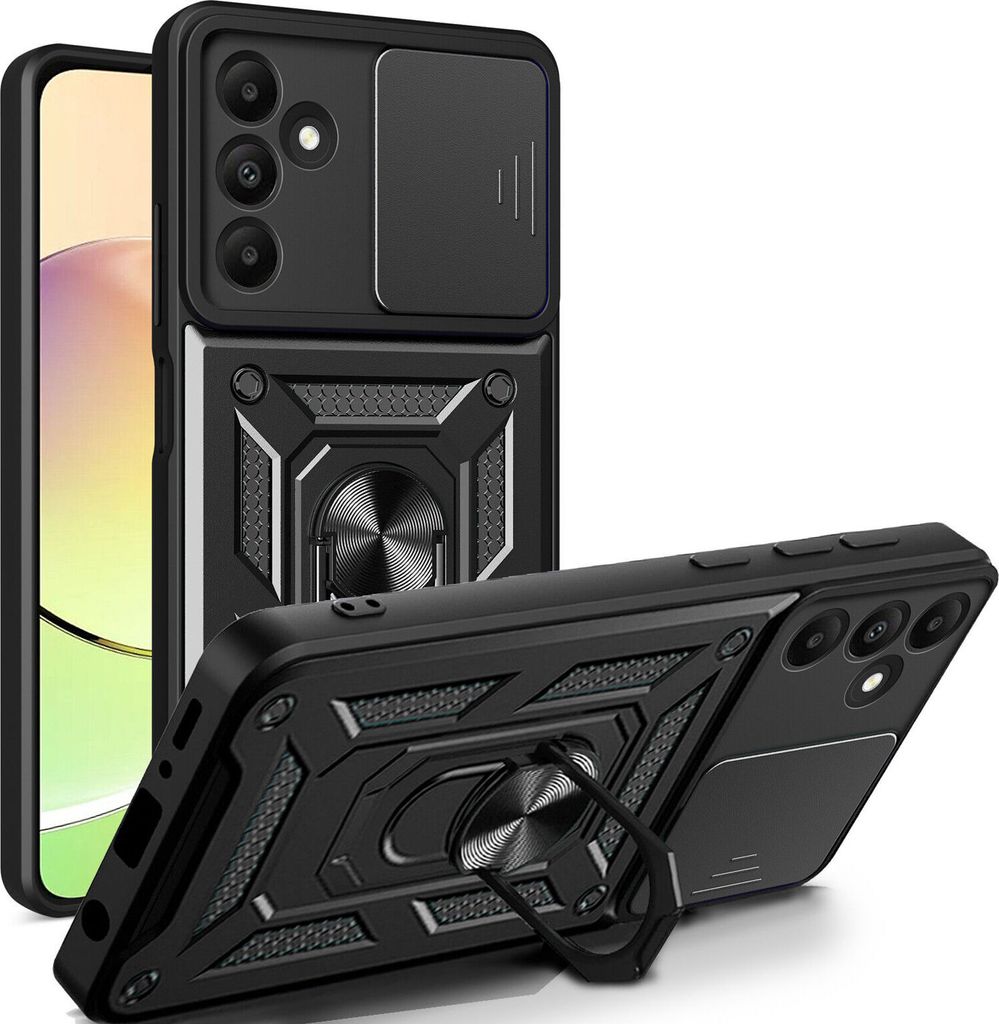 Outdoor Panzer Hülle für Samsung Galaxy A15 mit Kameraschutz Ringhalter Bumper Schwarz