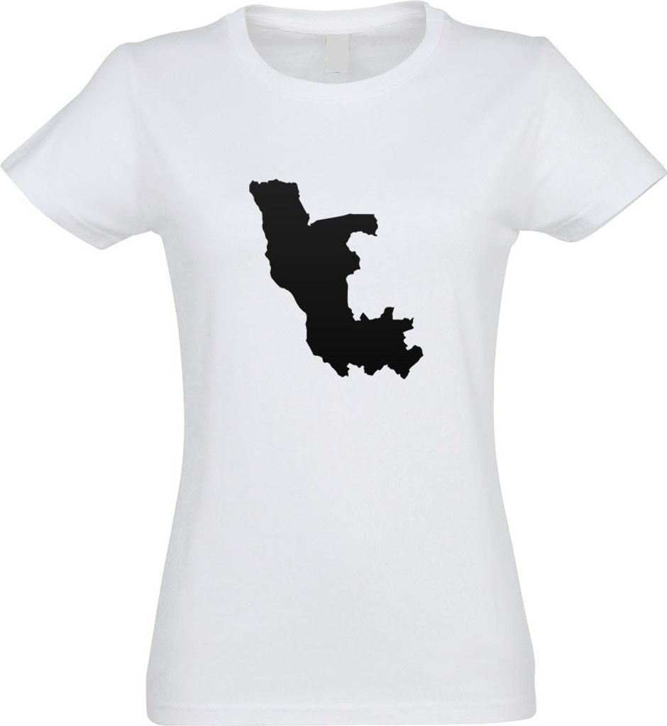 Kiwistar - T-Shirt tailliert - Damen - Weiss - Kongo, Republik Umriss Kontur - mit Motiv Bedruckt - Funshirt Design - Sport - Freizeit - Damen - XXL