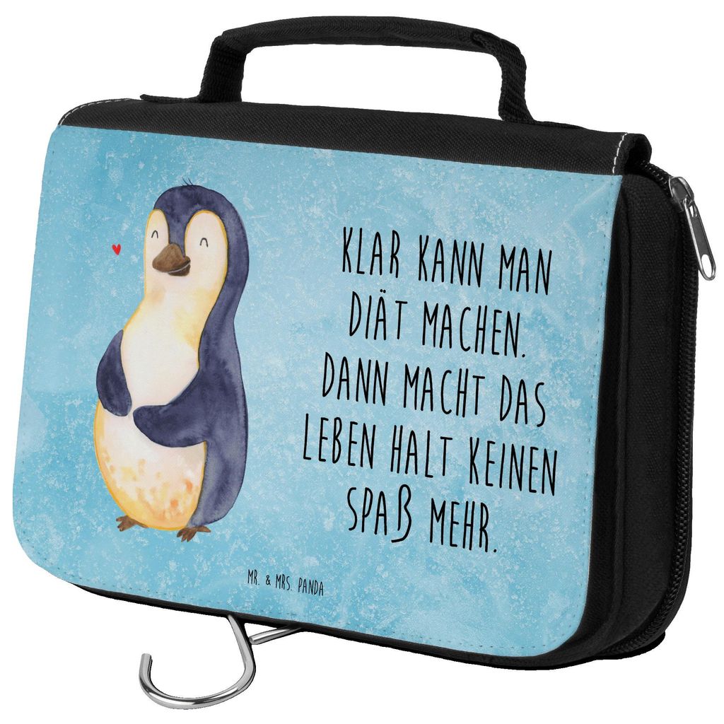 Mr. & Mrs. Panda Reisebeutel Pinguin Diät - Eisblau - Geschenk, Abnehmen, Pinguine, Kulturbeutel, kulturtäschchen, Kugelrund, duschbeutel, Kosmet...