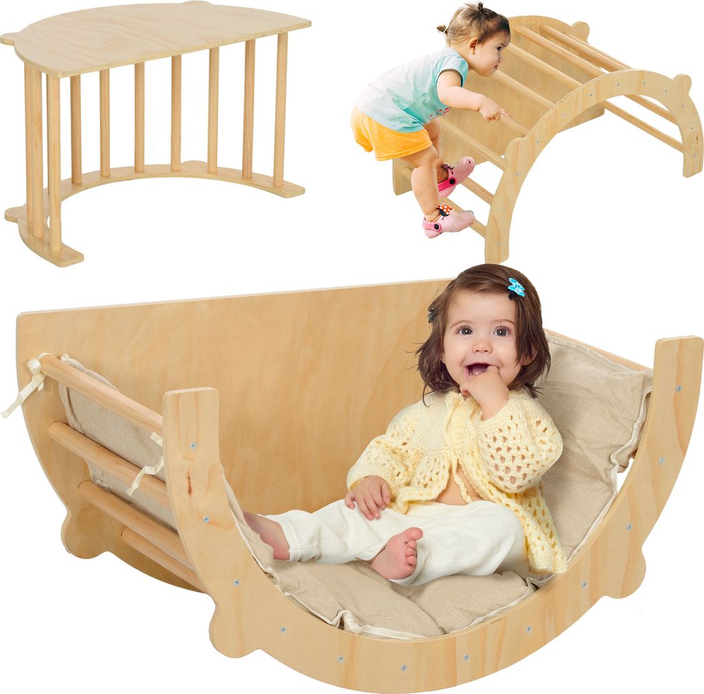 AIYAPLAY 3 in 1 Klettergerüst Set mit Tischplatte Kissen, Produktbild 