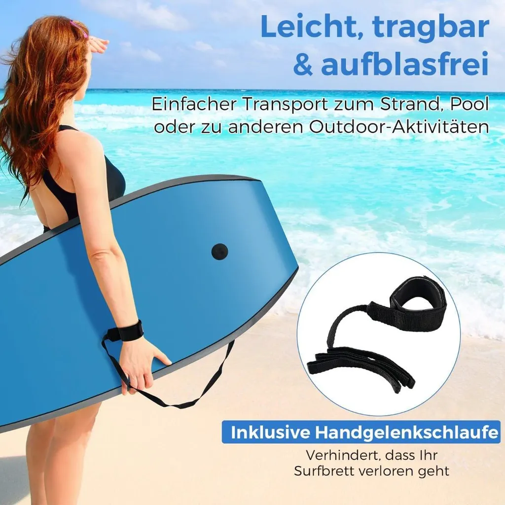 Bodyboard 104cm Incassable Noyau EPS avec Leash : Finies les Planches Perdues - 4