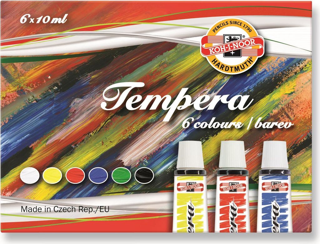Temperafarben 6er Set - 16ml Schulmalfarben