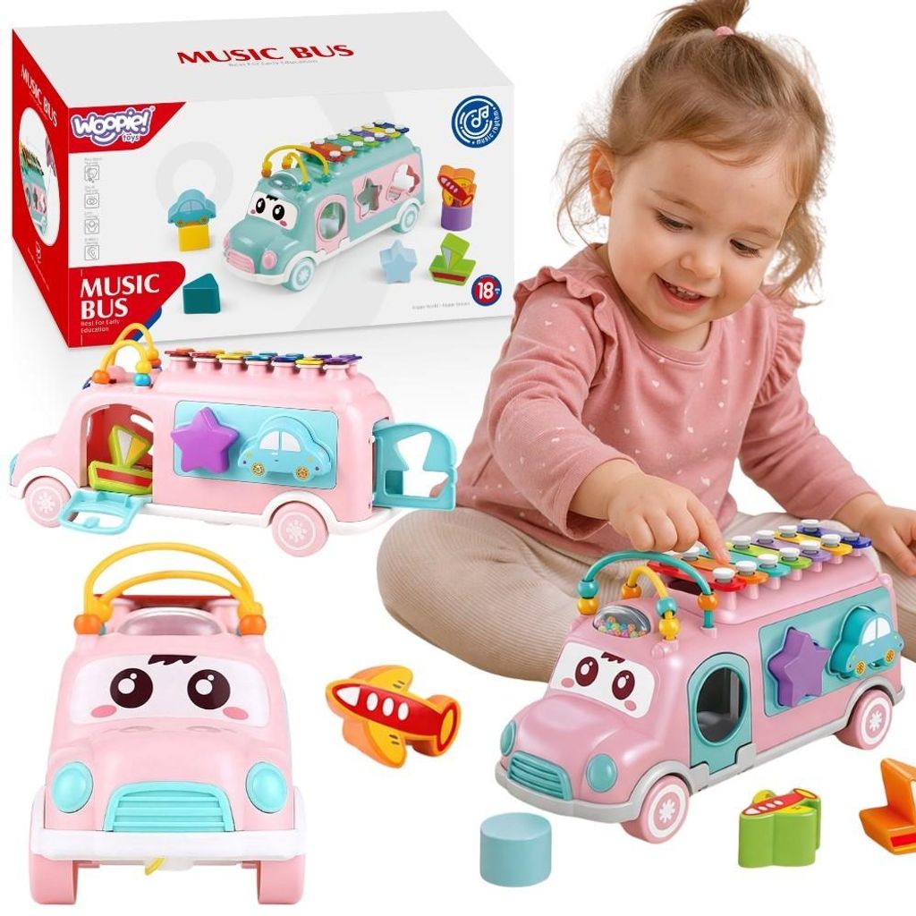 Woopie Baby Muzikale Autosorteerder Met Bekkens Roze Productafbeelding 