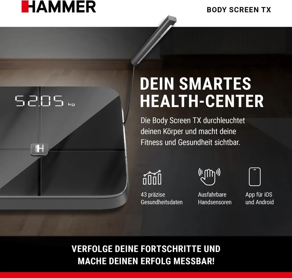 Balance HAMMER Body Screen TX 8 capteurs : analyse segmentée par Bluetooth - 15