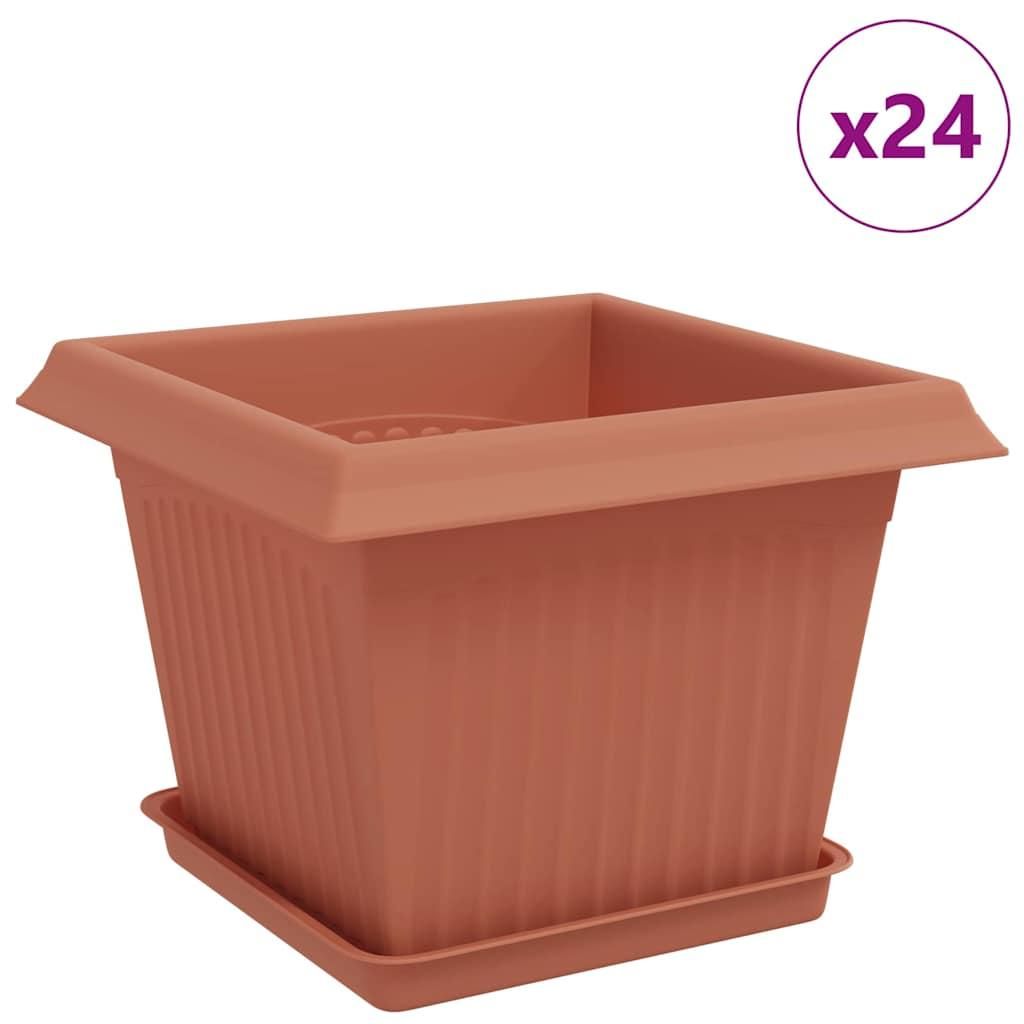 Blumentöpfe 24 pcs Ziegelrot 23 x 23 x 17,5 cm Kunststoff