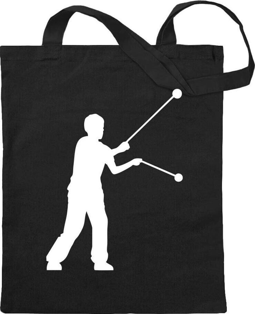 Kiwistar - Baumwolltasche - schwarz - Jo-Jo - JoJo YoYo Sportler - Tragetasche Stoffbeutel Umhängetasche langer Henkel
