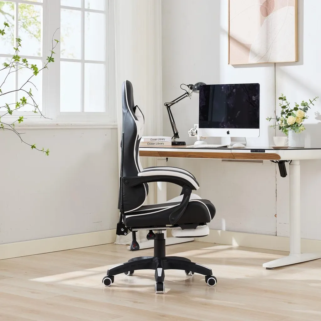 Fauteuil de Bureau Gaming Ergonomique Inclinable avec Repose-Pieds