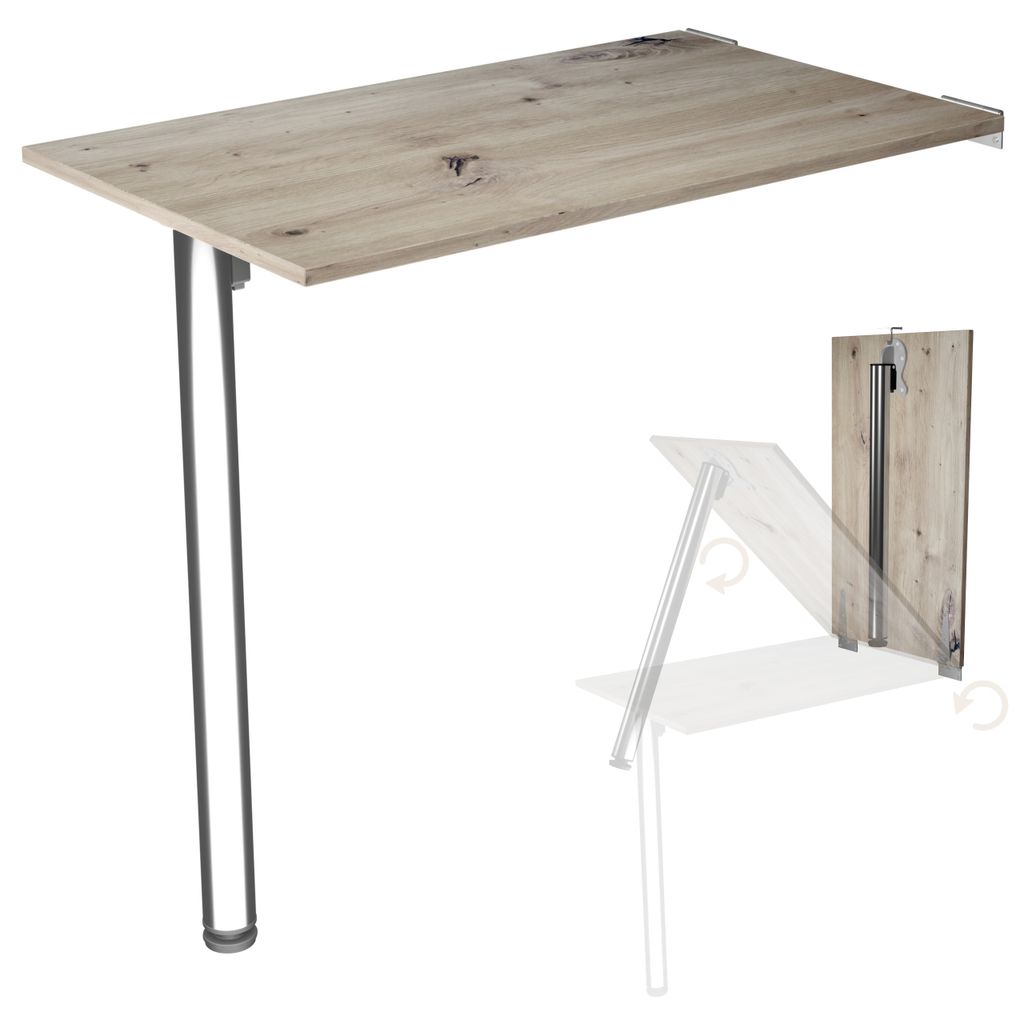 Nástenný rozkladací stôl s nohou Stolová doska 80x50 cm z Obrázok produktu 