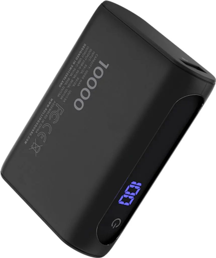 Rolling Square Powerbank 10000 mAh - USB-C und USB-A Eingang - Quick Charge USB 3.0 - 20W Fast Charger - LED Lichter - u.a. Samsung/ Iphone/ more -...