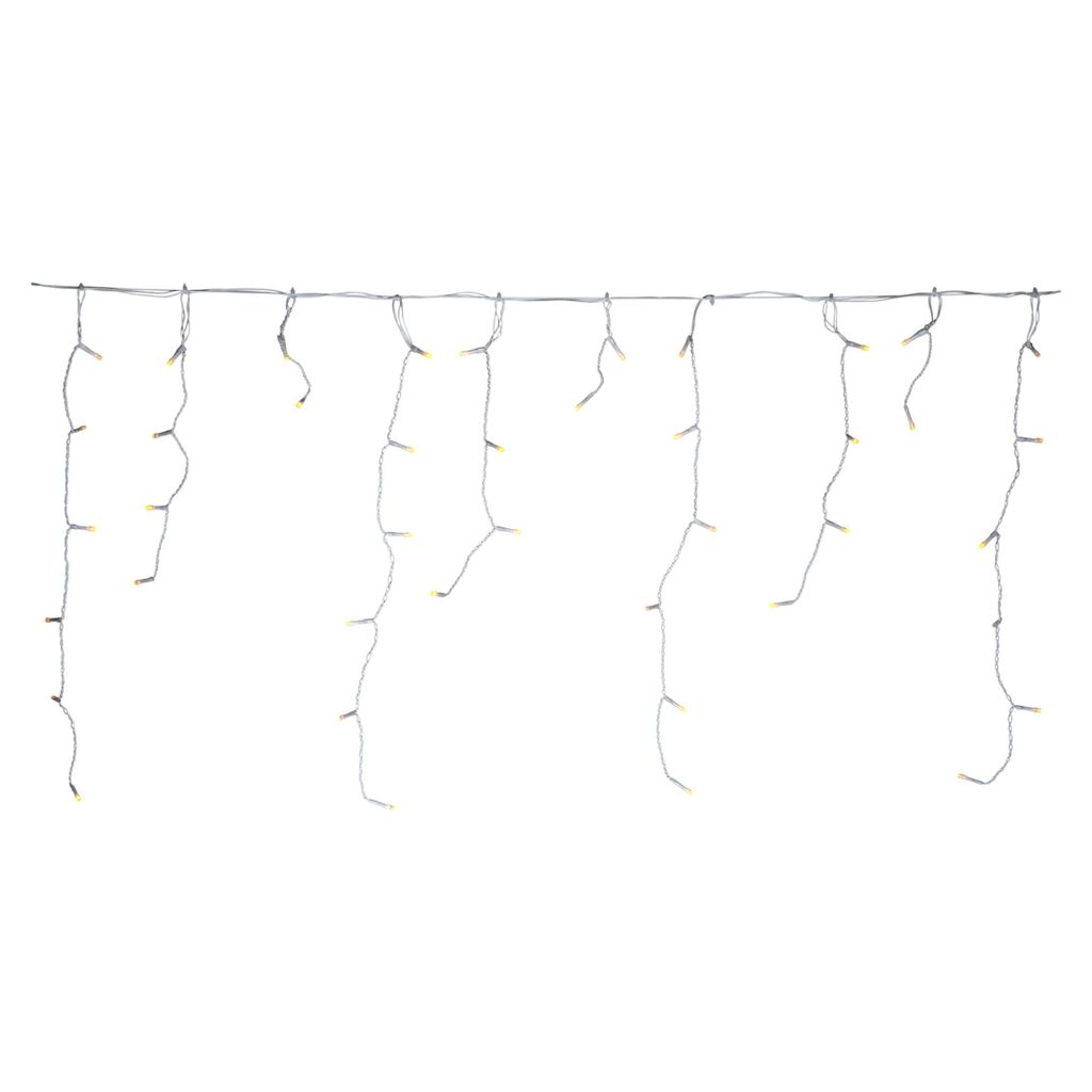 LED Lichterkette Eisregen 960 warmweiße LEDs 6/18h Timer 24m weißes Kabel Außen