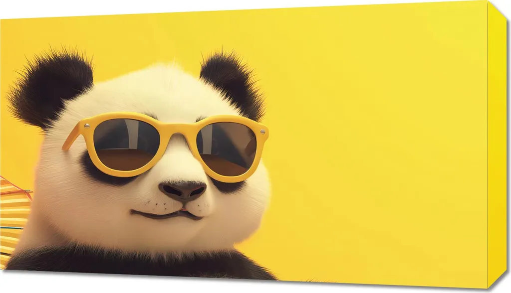 Quadro 70x40 cm Panda in vacanza