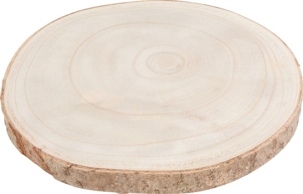 Holz Dekoplatte mit Rinde, auf Füßen, natur, Ø 24 x 5 cm Produktbild 