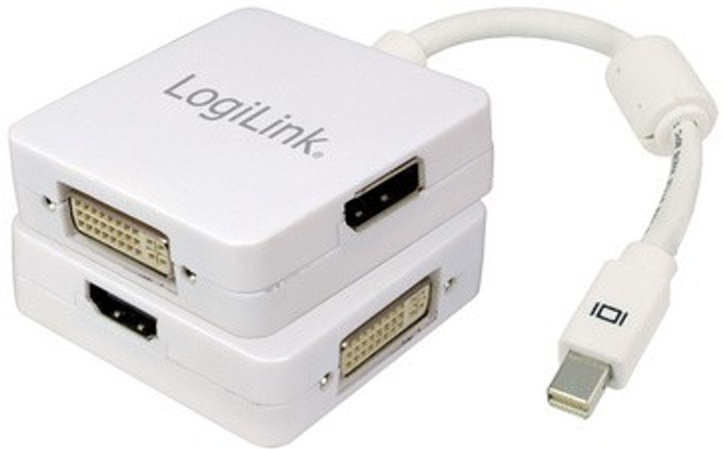 LogiLink CV0045, Mini DisplayPort, DisplayPort + DVI + HDMI, Männlich, Weiblich, Weiß, 1/3