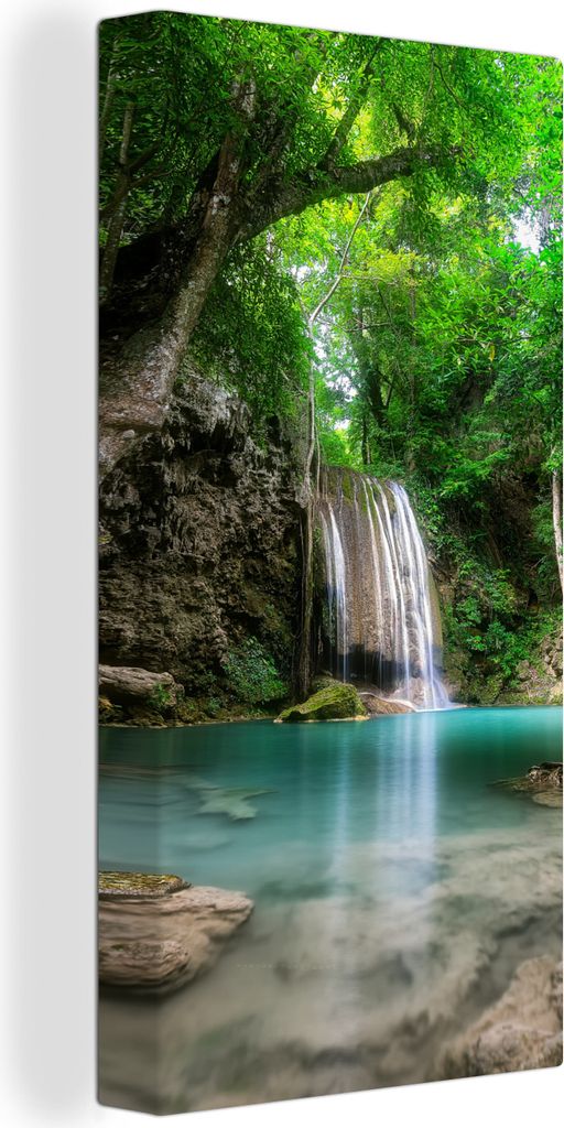 MuchoWow - Leinwandbilder - Erawan-Wasserfall in Kanchanaburi, Thailand., Wandbild, Wanddeko Bilder Wohnzimmer, 40x80 cm