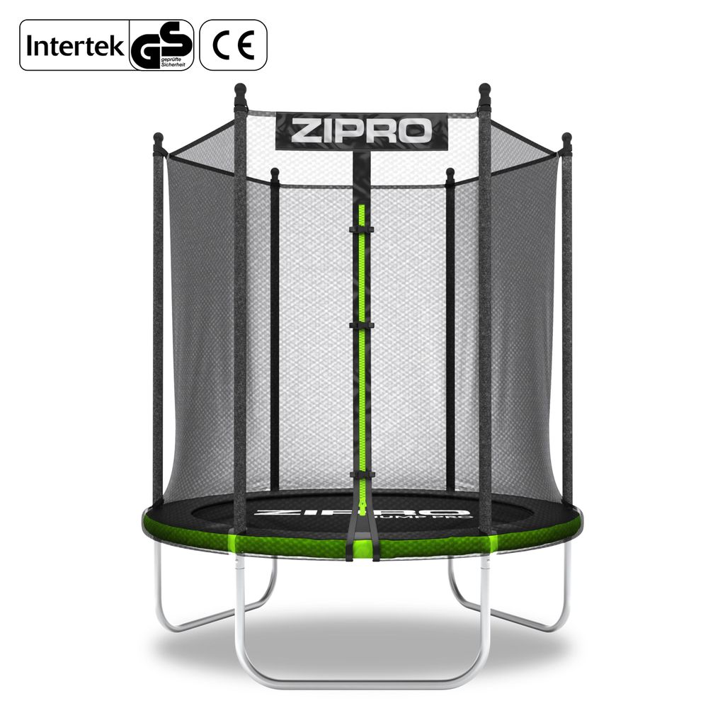 ZIPRO Trampolin Jump Pro Out | 4FT Ø 127 cm | Gartentrampolin Kindertrampolin Komplett-Set inkl. Außennetz, Leiter & Randabdeckung, Outdoor, Grün
