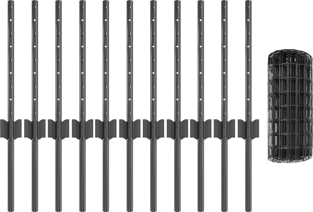 Eleganten-Stil Euro-Zaun mit 11 U-Pfosten Grau 0.4x25 m Stahl - Zaunzubehör DE335467