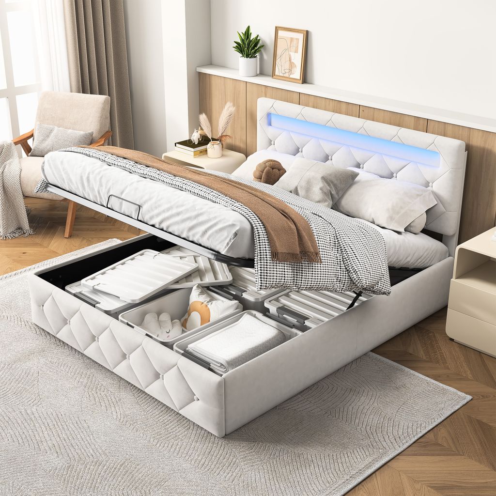 Fortuna Lai Hydraulisches Polsterbett 140x200cm mit LED, Produktbild 9