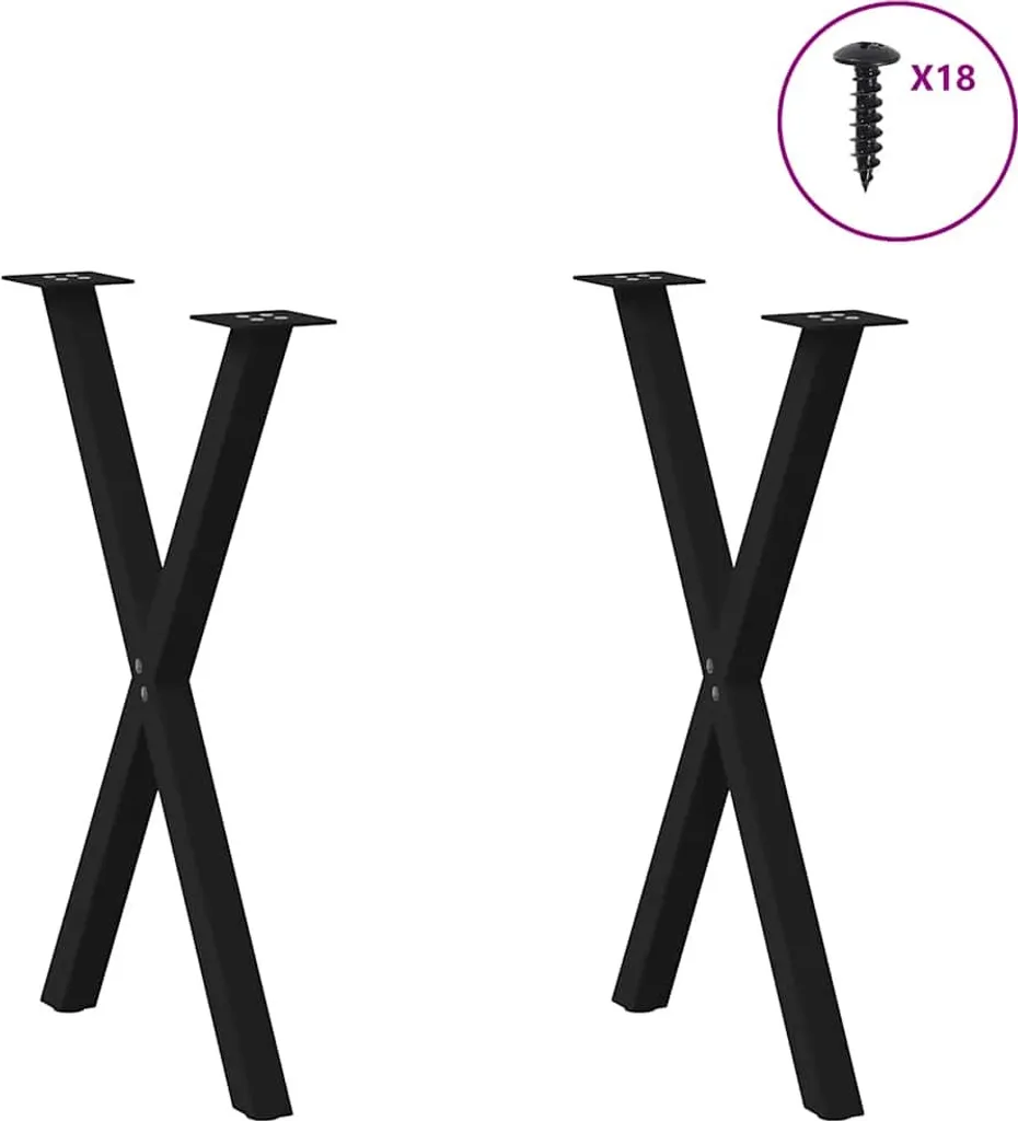 Gambe per Tavolo vidaXL in Acciaio Nero 50x72cm a Forma di X