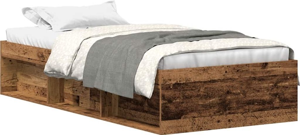 vidaXL Bettgestell ohne Matratze Altholz-Optik 90x190cm Holzwerkstoff