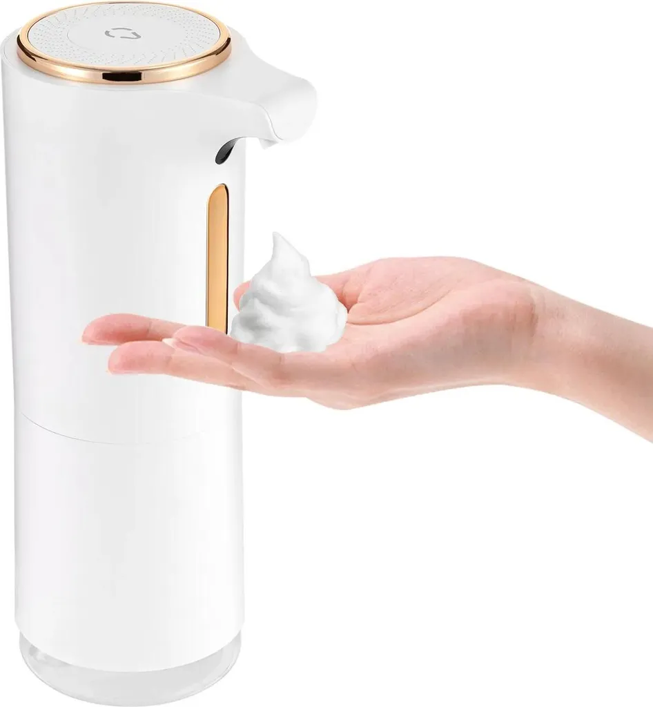 Distributeur savon mousse cuisine et salle de bain blanc sans contact